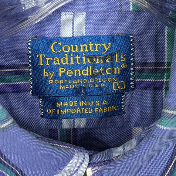 Country Traditions by Pendleton S/S Button Up Plaid Shirt Men's Large USA - Picture 4 of 6